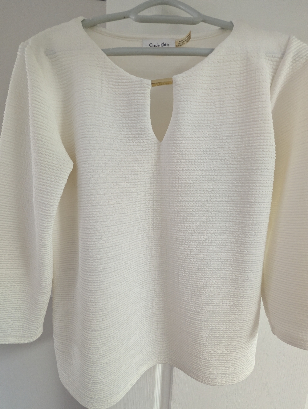 Calvin Klein Cream Knit Top with Branded Neck Label